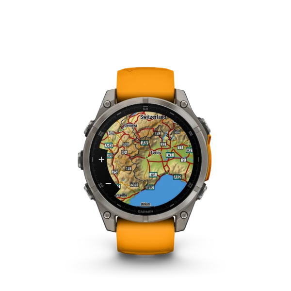 Kép 2/8 - GARMIN FENIX 8 titán/narancs sportóra
