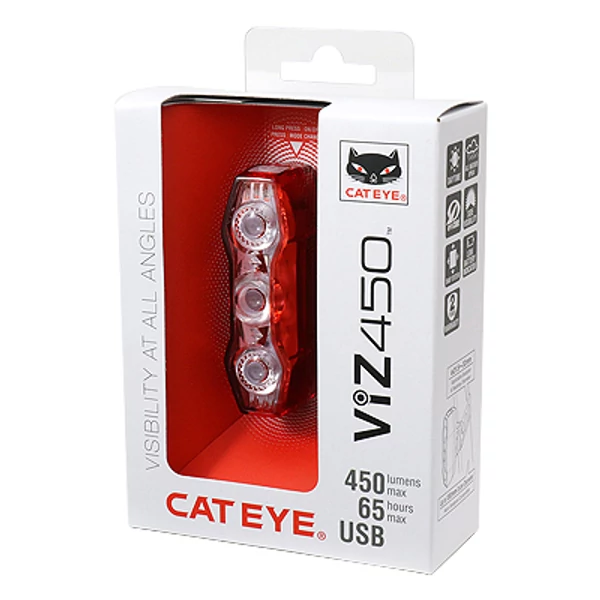 Kép 5/5 - CATEYE VIZ450 TLLD820R 4 funkció 3 LED USB hátsó lámpa
